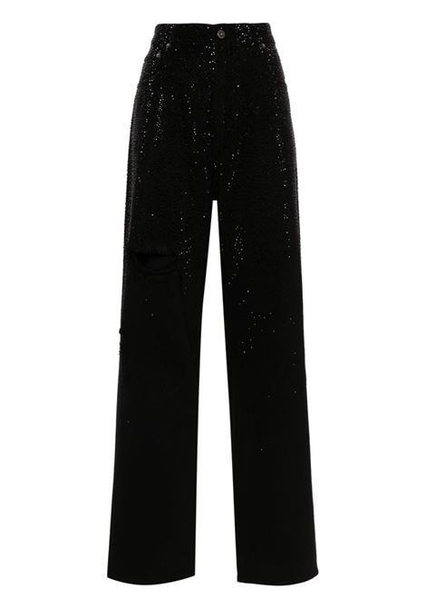 Black crystal-embellished  tapered jeans Golden goose - women